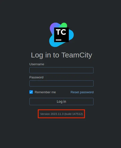 login page to TeamCity webapp