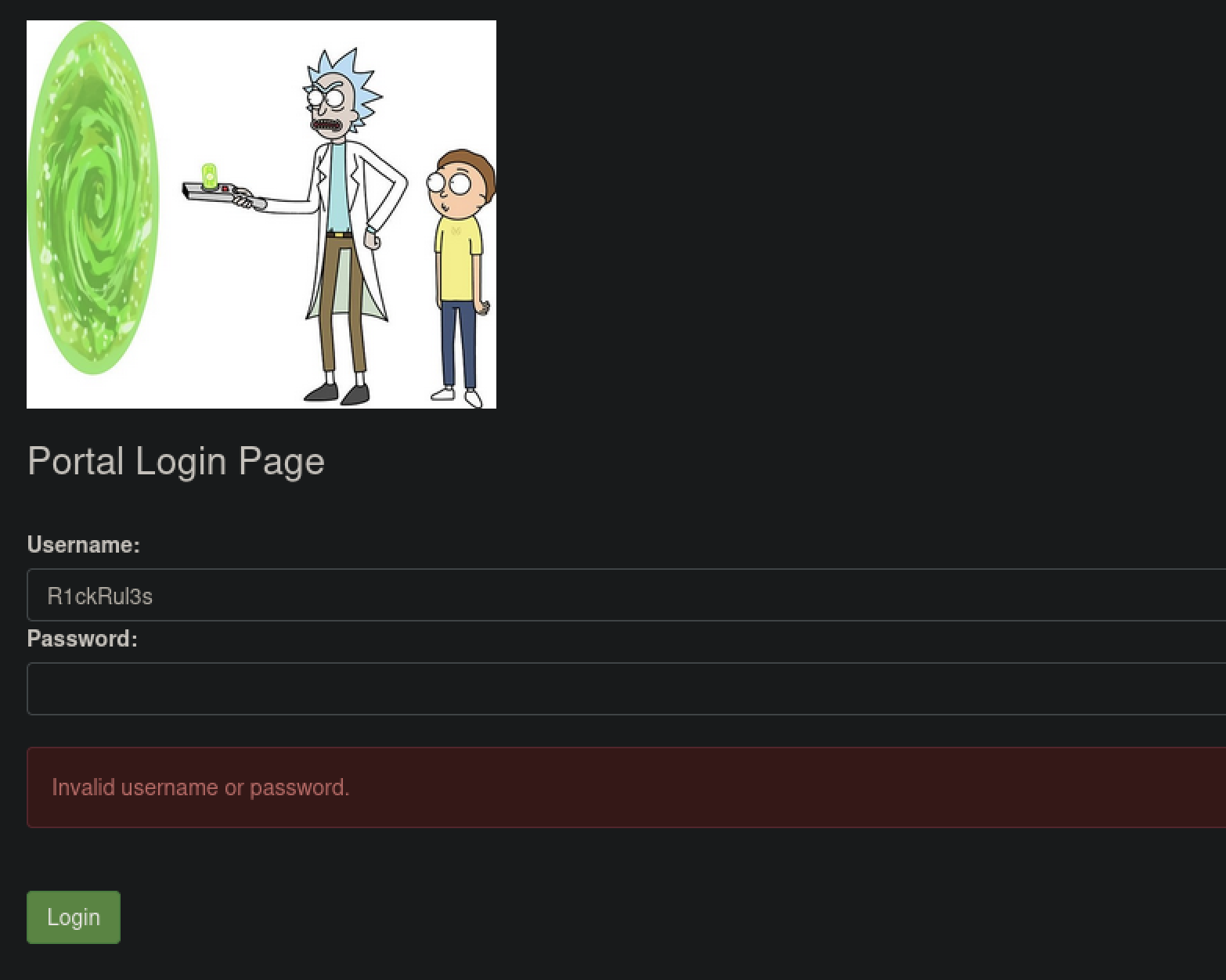 login page